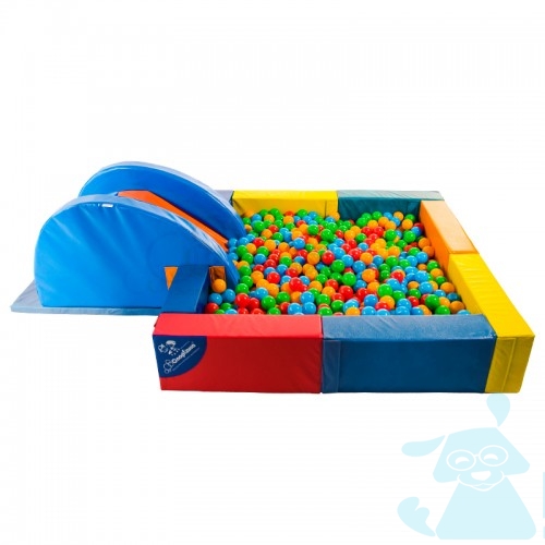 Мягкие модули Сухой Бассейн 2в1 с каркасной Горкой +мат