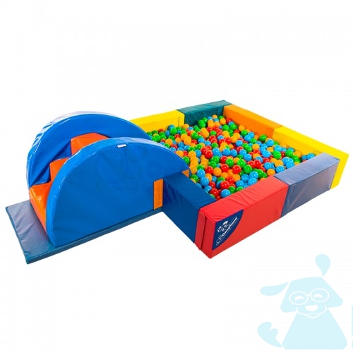 Мягкие модули Сухой Бассейн 2в1 с каркасной Горкой +мат