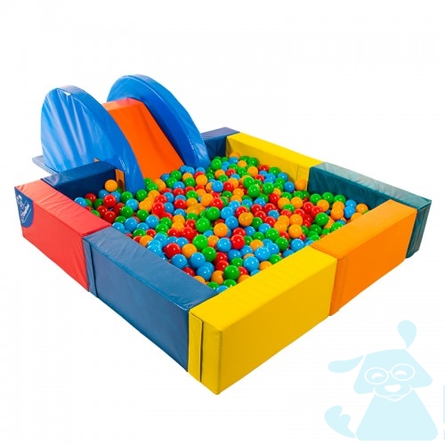 Мягкие модули Сухой Бассейн 2в1 с каркасной Горкой +мат