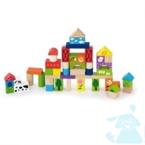 Набір будівельних блоків Viga Toys Ферма, Зоопарк, Місто
